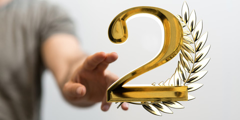 3d 2 years or award anniversary illustration.