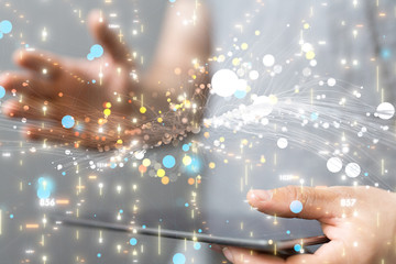 code data concept in hand digital 3d