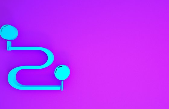 Blue Route location icon isolated on purple background. Map pointer sign. Concept of path or road. GPS navigator. Minimalism concept. 3d illustration 3D render