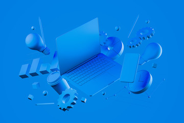 Poster - Office work and education concept in blue