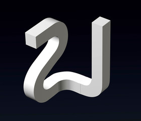 Fototapete - Font stylization of the letters S and Z, Y, L, P, E, B, font composition of the logo. 3D rendering.