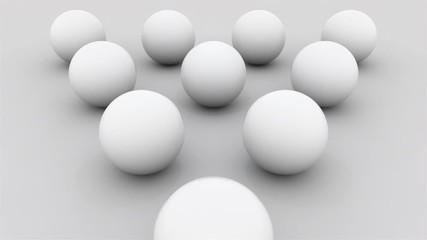 Aufkleber - Composition of ten white balls lined with a triangle on a flat surface, computer generated. 3d rendering isometric background