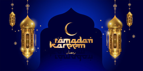 Wall Mural - ramadan kareem gold islamic card, banner, poster vector illustration background