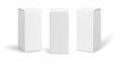 © Touchr - Set of White box tall shape product packaging in side view and front view isolated on white background with clipping path.