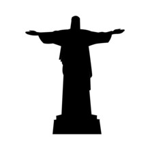 Jesus Black Silhouette Of Cristo Redentor, Rio De Janeiro