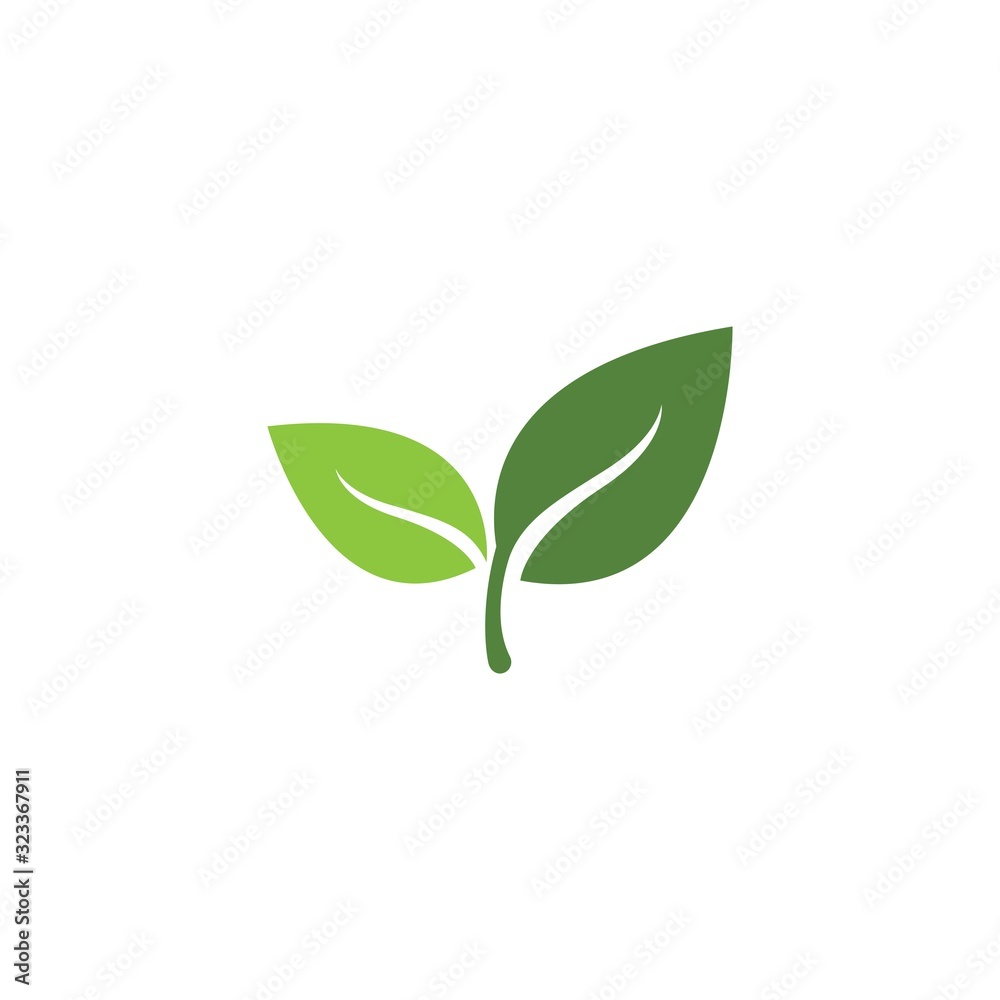 Green leaf logo template Vector icon - obrazy, fototapety, plakaty 