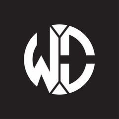 WO Logo monogram with piece circle ribbon style