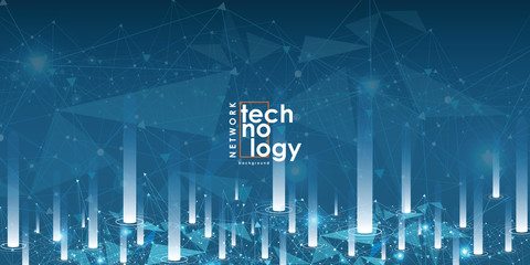 Global network technology blue background