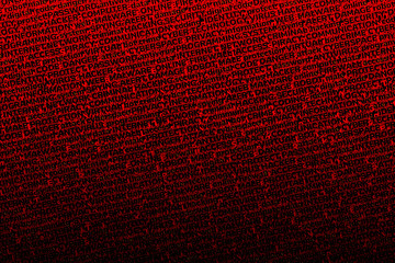 Wall Mural - Blood-red bright background consisting of terms on the topic of computer viruses, the Internet, computer technology, data protection and cyber attacks.