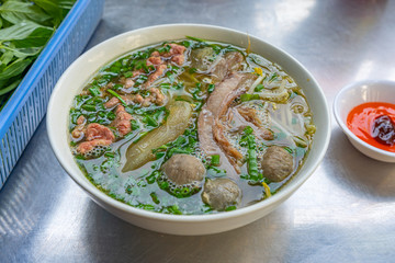 Traditional Vietnamese popular local food - Pho beef noodle