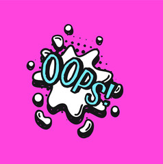 Fototapete - Hand drawn speech bubble with text on pink background and halftone. Vector pop art object and word. Doodle element for dialog or comic