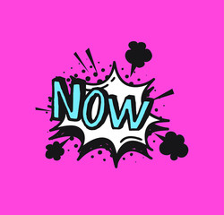 Fototapete - Hand drawn speech bubble with text on pink background and halftone. Vector pop art object and word. Doodle element for dialog or comic