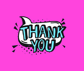 Fototapete - Hand drawn speech bubble with text on pink background and halftone. Vector pop art object and word. Doodle element for dialog or comic