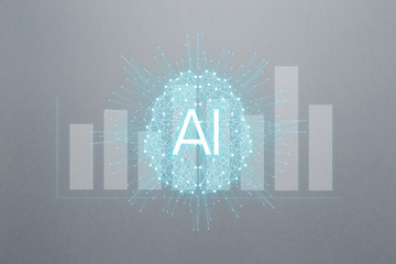 Concept augmented analytics. Business analytics and financial technology concept. AI(Artificial Intelligence) and smart analytics. Data science learning machine. Neural network