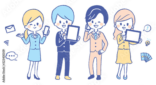 スーツの男女 スマートフォン タブレット イラストセット Stock Vector Adobe Stock スーツの男女 スマートフォン タブレット イラストセット Stock Vector Adobe Stock