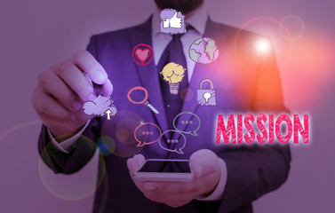 Poster - Handwriting text writing Mission. Conceptual photo Corporate goal Important Assignment Business purpose and focus
