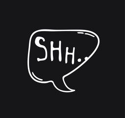 Fototapete - Hand drawn speech bubble with text on black chalk board  background. Vector pop art object and word. Doodle element for dialog or comic