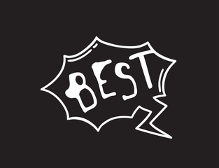 Poster - Hand drawn speech bubble with text on black chalk board  background. Vector pop art object and word. Doodle element for dialog or comic