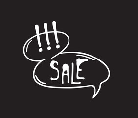 Poster - Hand drawn speech bubble with text on black chalk board  background. Vector pop art object and word. Doodle element for dialog or comic