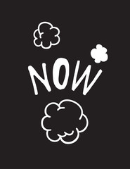 Poster - Hand drawn speech bubble with text on black chalk board  background. Vector pop art object and word. Doodle element for dialog or comic