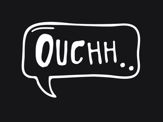 Fototapete - Hand drawn speech bubble with text on black chalk board  background. Vector pop art object and word. Doodle element for dialog or comic
