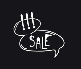 Fototapete - Hand drawn speech bubble with text on black chalk board  background. Vector pop art object and word. Doodle element for dialog or comic