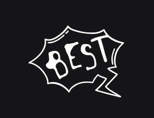 Fototapete - Hand drawn speech bubble with text on black chalk board  background. Vector pop art object and word. Doodle element for dialog or comic