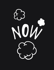 Fototapete - Hand drawn speech bubble with text on black chalk board  background. Vector pop art object and word. Doodle element for dialog or comic