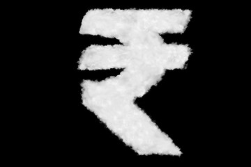 Wall Mural - Rupee Indian currency sign element made of clouds on black background ready for mask or blending modes