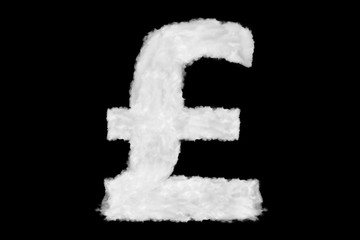 Wall Mural - UK pound sterling currency sign element made of clouds on black background ready for mask or blending modes
