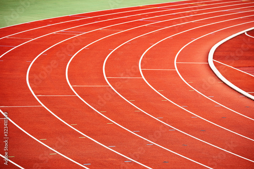 Fotomural Race track for running on stadium clear close-up on the turn