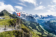 canvas print picture - View from  Mount Männlichen into the Lauterbrunnen valley, Wengen, Grindelwald, Bernese Oberland and Alps, Switzerland