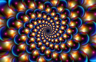 Wall Mural - Fantasy flower fractal, colorful mandala background.