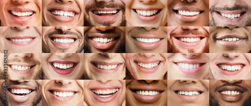 Photographie Collage, made of many different adult people smiles