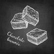 Chalk sketch of chocolate brownie.