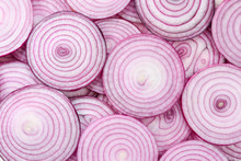 Onion Slices As A Background. Top View.