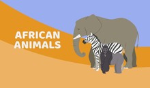 Zoo Or Safari Entrance With African Animals Vector Banner Or Poster. Illustration Of Elephant, Gorilla And Zebra, African Fauna. Visiting Africa Animals Park Entrance Ticket Or Map Poster.