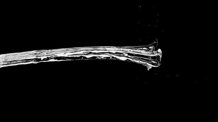 Wall Mural - close up slow motion water fall side view on black background. 3d animation .4k