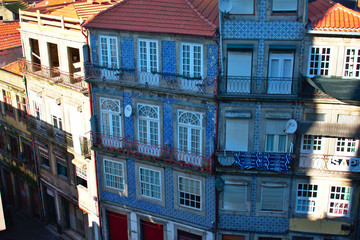 Sticker - Landscape of traditional blue tile Apartments from Se cathedral in Porto Portugal