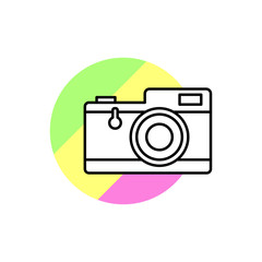 Poster - Camera technology icon. Simple line, outline vector in color circle of retro 90s style icons for ui and ux, website or mobile application