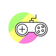 Fototapete - Games console icon. Simple line, outline vector in color circle of retro 90s style icons for ui and ux, website or mobile application