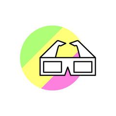 Poster - Glasses the 90s icon. Simple line, outline vector in color circle of retro 90s style icons for ui and ux, website or mobile application