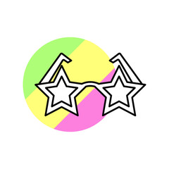 Poster - Glasses star icon. Simple line, outline vector in color circle of retro 90s style icons for ui and ux, website or mobile application