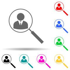 Poster - employee search multi color style icon. Simple glyph, flat vector of hr and heat hunting icons for ui and ux, website or mobile application