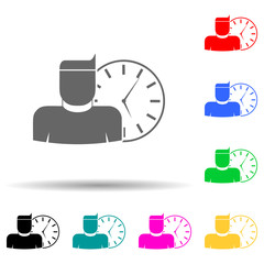 Poster - work time multi color style icon. Simple glyph, flat vector of hr and heat hunting icons for ui and ux, website or mobile application