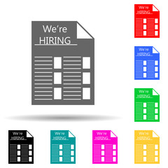 Poster - employee search multi color style icon. Simple glyph, flat vector of hr and heat hunting icons for ui and ux, website or mobile application