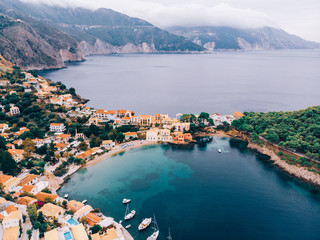 Sticker - View from above panorama of Greek city of Asos, Kefalonia