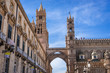 Tower of Palermo Cathedral and building of Diocesan museum in Palermo city, Italy