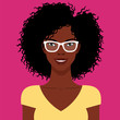 © Shorena Tedliashvili - African American beautiful smiling woman with Afro hairstyle, vector flat illustration.