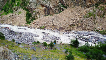 river in a gorge in the Caucasus mountains